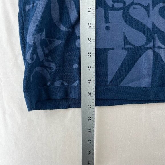 Veeko Sweater Free Size Jacquard Tunic Crewneck Short Sleeve Pullover Blue - Picture 11 of 11